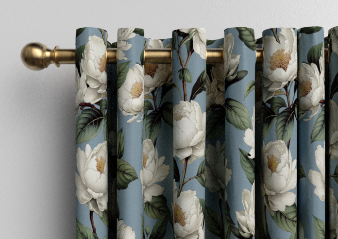 Henley, Henleys Vine Raffs Blue - Made to Measure Curtains - Image 12